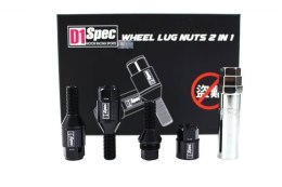 Śruby do kół D1Spec Heptagon 2w1 Stal M12x1,5 28mm Stożek Czarne