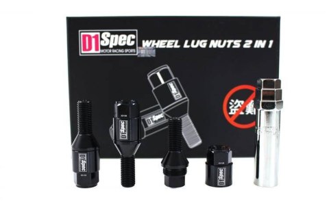 Śruby do kół D1Spec Heptagon 2w1 Stal M12x1,5 28mm Stożek Czarne