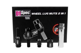 Śruby do kół D1Spec Heptagon 2w1 Stal M14x1,5 33mm Kula Czarne