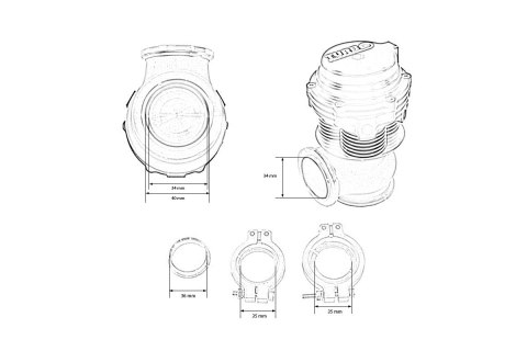 Wastegate zewnętrzny TurboWorks 38mm chłodzony wodą 2.5 Bar V-Band Czarny