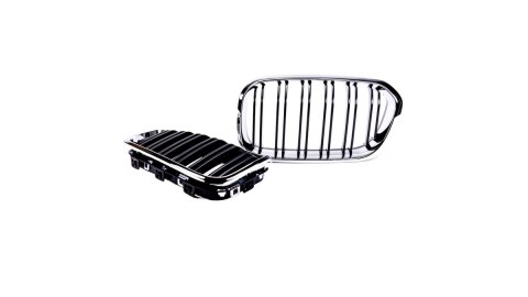 Grill BMW 1 F20 F21 Facelift podwójne żeberka Chrome & Black