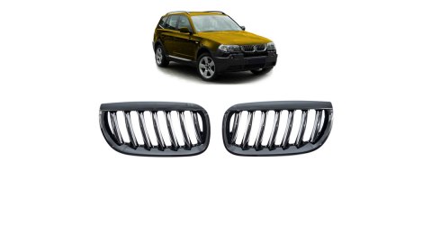Grill BMW X3 E83 pojedyncze żeberka Gloss Black