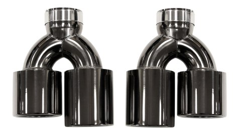 Końcówka Tłumika 101mmx2 wejście 76mm Gloss Black Zestaw