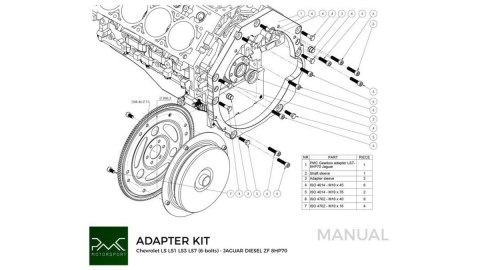 Adapter konwertera ZF 8HP70 Jaguar Diesel - GM Chevrolet V8 LS
