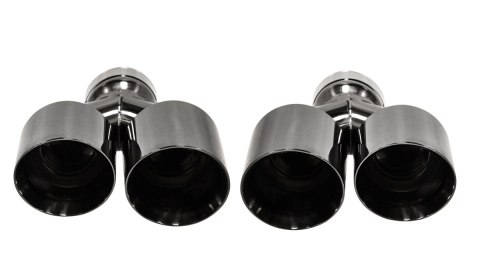 Końcówka Tłumika Typ:32 89mmx2 wejście 76mm Black Chrome Zestaw