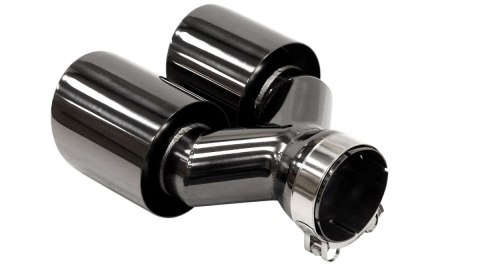 Końcówka Tłumika Typ:32 89mmx2 wejście 76mm Black Chrome Zestaw
