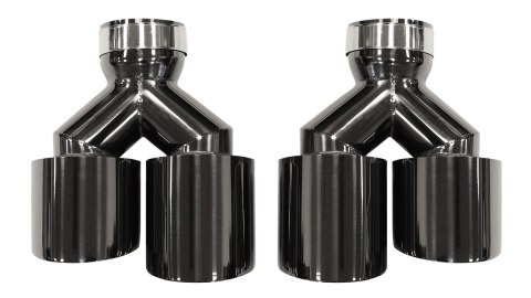 Końcówka Tłumika Typ:32 89mmx2 wejście 76mm Black Chrome Zestaw