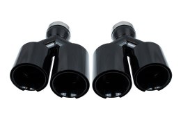 Końcówka Tłumika Typ:52 89mmx2 wejście 76mm Black Chrome Zestaw