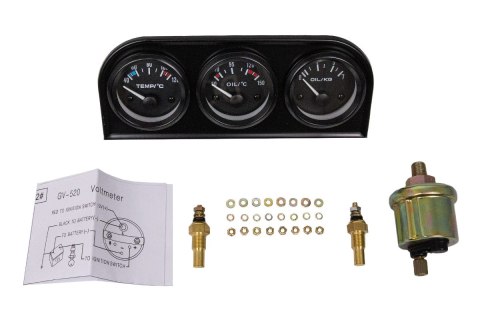 Zestaw wskaźników KET 3w1 Oil Temp, Water Temp, Oil Press
