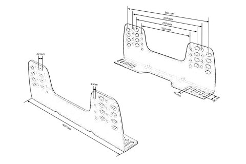 Mocowanie fotela wzmocnione FIA Aluminiowe