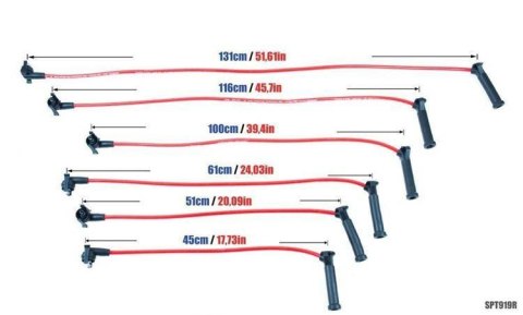 Przewody zapłonowe PowerTEC FORD EXPLORER RANGER 4.0L V6 97-02 Czerwone