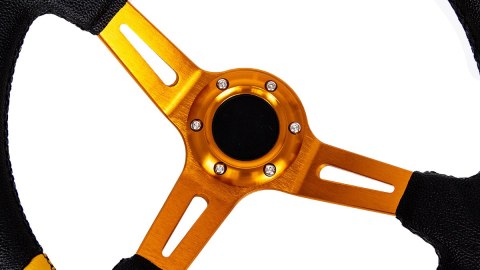 Kierownica Pro 350mm offset:80mm Skóra Black