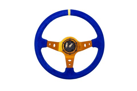 Kierownica Pro 350mm offset:80mm Zamsz Blue