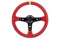 Kierownica Pro 350mm offset:80mm Zamsz Red