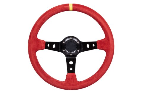 Kierownica Pro 350mm offset:80mm Zamsz Red