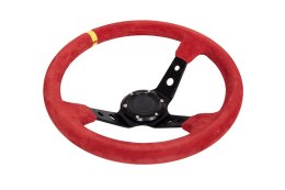 Kierownica Pro 350mm offset:80mm Zamsz Red