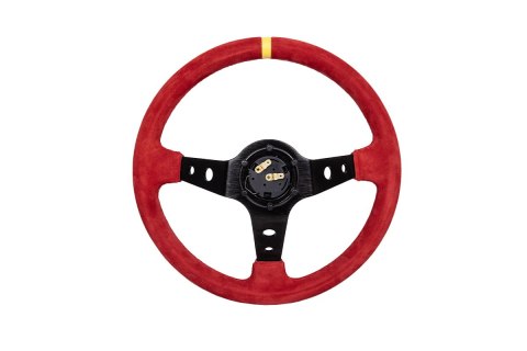 Kierownica Pro 350mm offset:80mm Zamsz Red