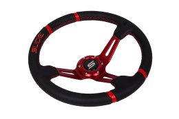 Kierownica SLIDE 350mm offset:90mm Skóra Red