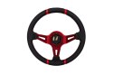 Kierownica SLIDE 350mm offset:90mm Skóra Red