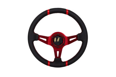 Kierownica SLIDE 350mm offset:90mm Skóra Red