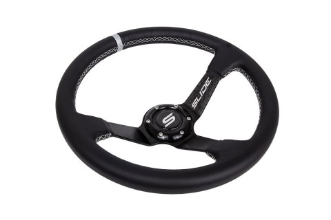 Kierownica SLIDE 350mm offset:90mm Skóra Silver Strip