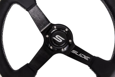 Kierownica SLIDE 350mm offset:90mm Skóra Silver Strip