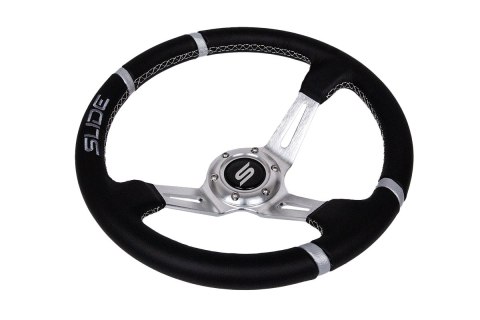 Kierownica SLIDE 350mm offset:90mm Skóra Silver