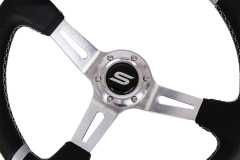 Kierownica SLIDE 350mm offset:90mm Skóra Silver