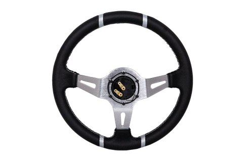 Kierownica SLIDE 350mm offset:90mm Skóra Silver