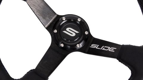 Kierownica SLIDE 350mm offset:90mm Skóra Yellow Strip