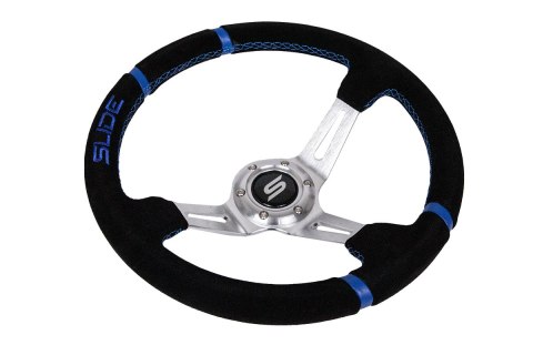 Kierownica SLIDE 350mm offset:90mm Zamsz Blue