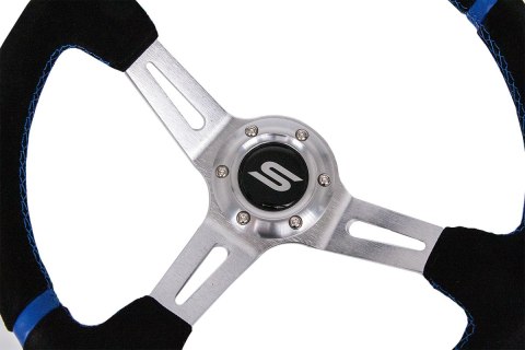 Kierownica SLIDE 350mm offset:90mm Zamsz Blue