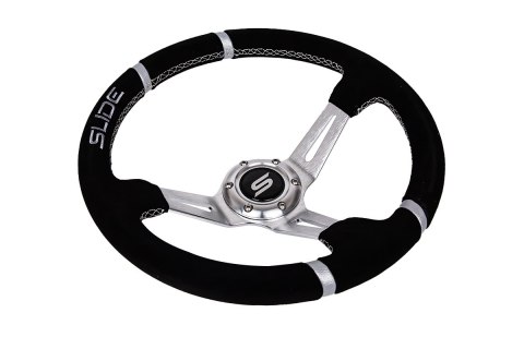 Kierownica SLIDE 350mm offset:90mm Zamsz Silver