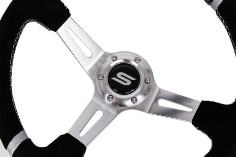 Kierownica SLIDE 350mm offset:90mm Zamsz Silver