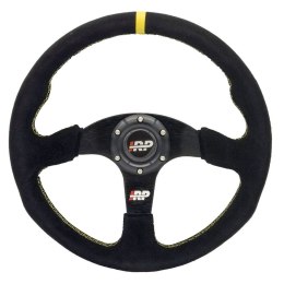 Kierownica sportowa zamszowa 350mm płaska IRP Żółty