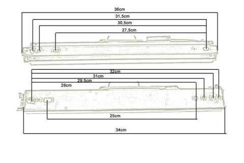 Szyny fotela uniwersalne podwójne z regulacją 400mm