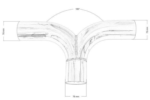 Trójnik wydechu 180st 76/76mm 304SS