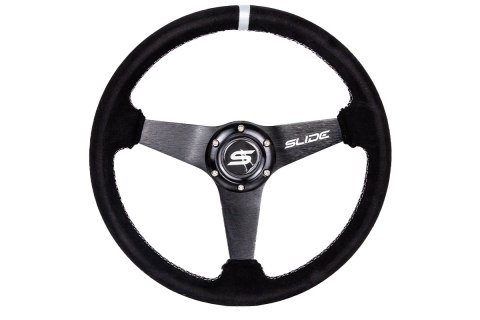 Kierownica SLIDE 350mm offset:20mm Zamsz Silver