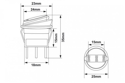 Włącznik Round ON-OFF 3PIN Red
