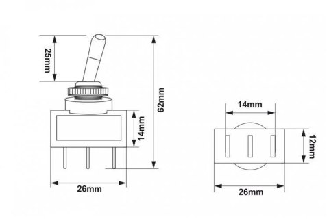 Włącznik Toggle Chrome typ.1 Led Red