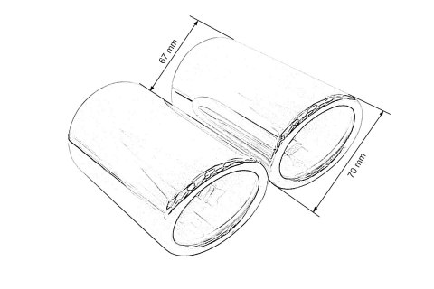 Końcówka Tłumika 70mmx2 wejście 67mm Chrome