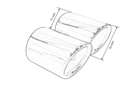 Końcówka Tłumika 74mmx2 wejście 71mm Black Chrome