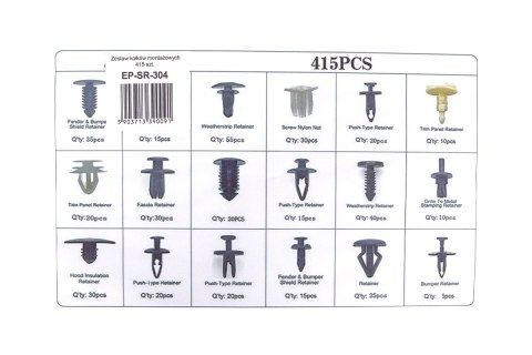 Zestaw Kołków Spinek Montażowych 415 szt