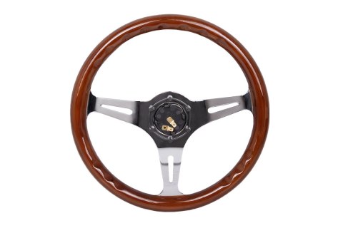 Kierownica 350mm Drewno Silver