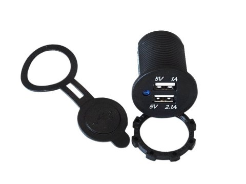 Gniazdo 12/24V 2xUSB (1x1A,1x2.1A), 1xLED