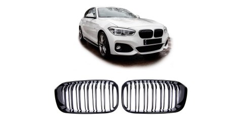 Grill BMW 1 F20 F21 Facelift podwójne żeberka Gloss Black