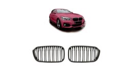 Grill BMW 1 F20 F21 Facelift podwójne żeberka Matt Black
