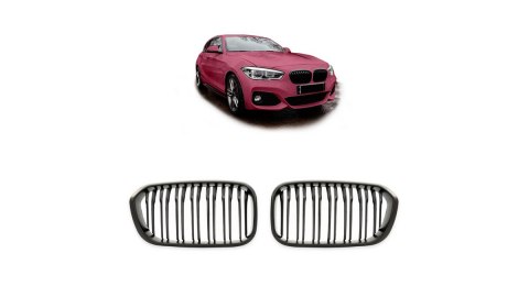 Grill BMW 1 F20 F21 Facelift podwójne żeberka Matt Black