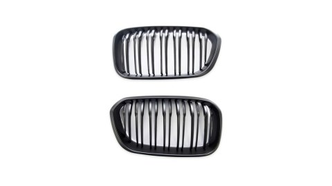 Grill BMW 1 F20 F21 Facelift podwójne żeberka Matt Black