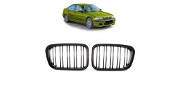 Grill BMW 3 E46 Compact podwójne żeberka Gloss Black